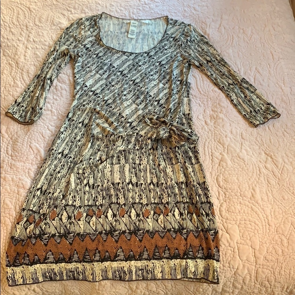 EUC Max Studio black/cream/brown dress, medium
